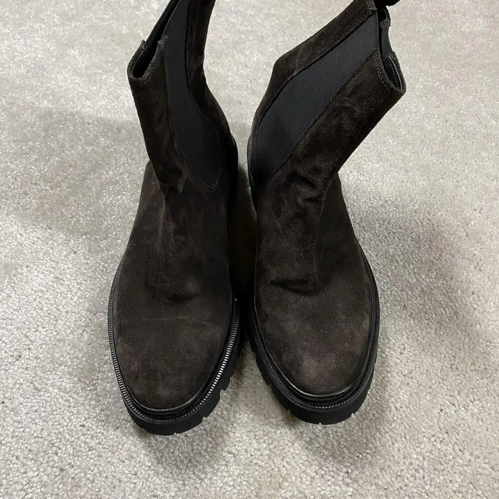 Koio Chelsea Boots Mens Size 11 Brown Suede Lug Sole Made Italy Ankle Pull On